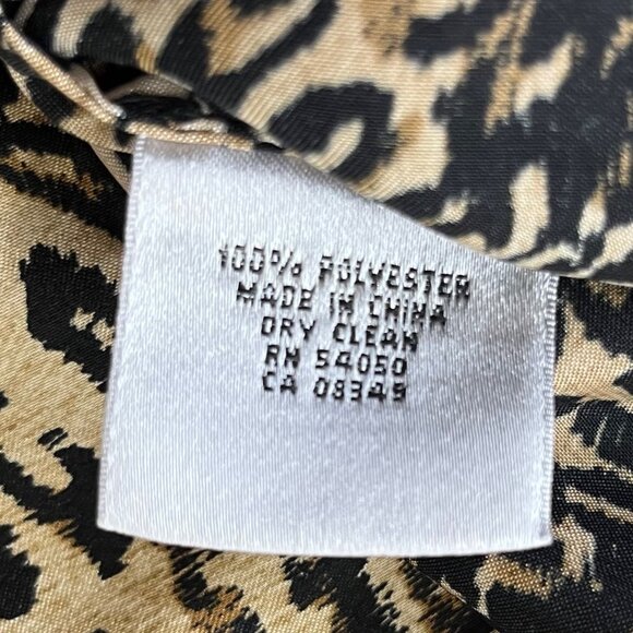 Kasper Separates Button Front Shirt Women Medium Black Brown Leopard Print Silky - Picture 7 of 9